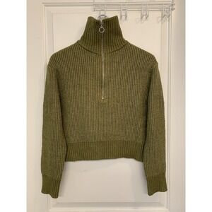 Mossy Green Cropped Quarter Zip Sweater Small Goblin Forest Earth Tones Gorpcore